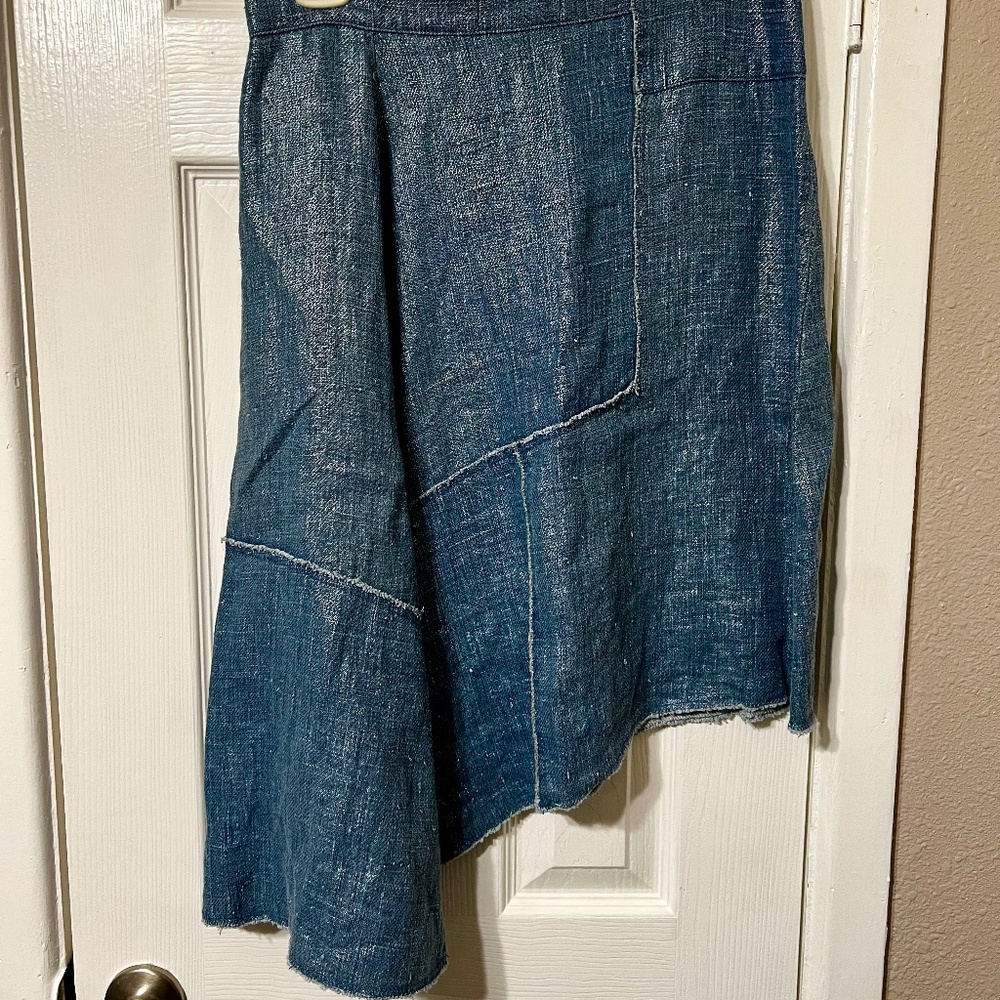 Pilcro and the Letterpress Metallic Asymmetrical Denim Skirt